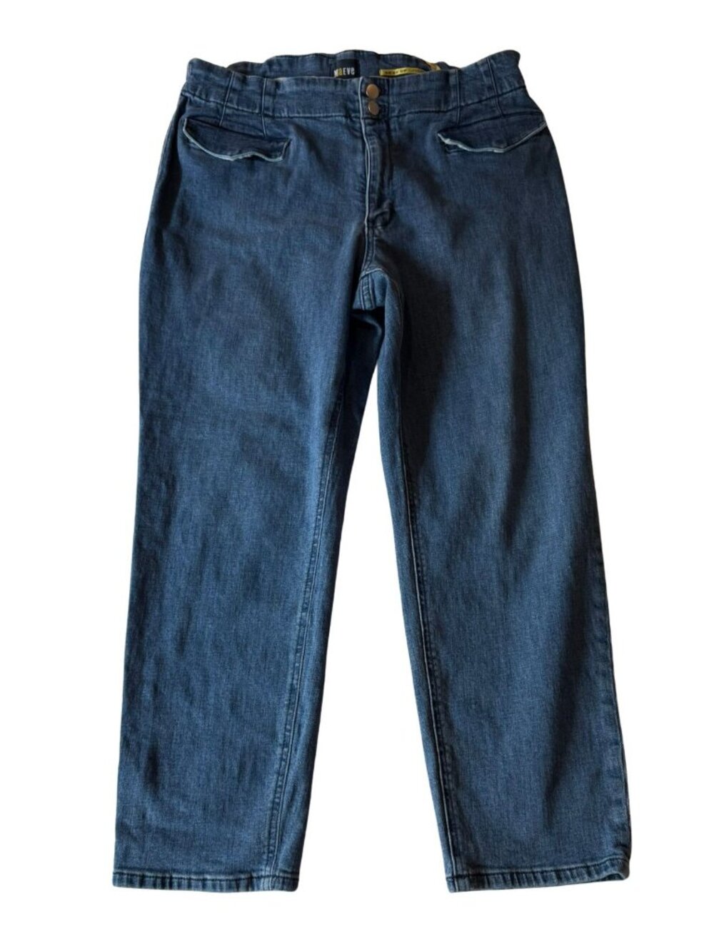 Maeve Anthropologie Paperbag Waist Crop Jeans Double Button Wide Leg Denim